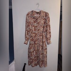 Black Tape | Cream Paisley Print Button Down Dress